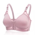 thumbnail image 1 of Ropa interior de gran tamaño de algodón fino sin aro con hebilla frontal sujetador fruncido transpirable cómodo ropa interior para mujeres de mediana edad y mayores, 1 of 2