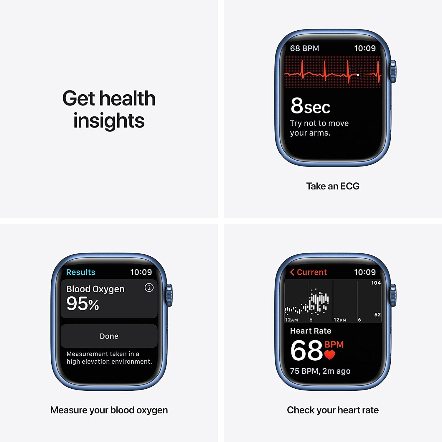 Open Box APPLE WATCH SERIES 7 GPS CELLULAR 45MM BLUE ALUMINUM CASE MKJA3LL/A