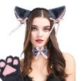thumbnail image 4 of Juego de 5 piezas de disfraz de gato: orejas de gato y collar de cola, guantes de 2 patas para accesorios de disfraces de Halloween, 4 of 5