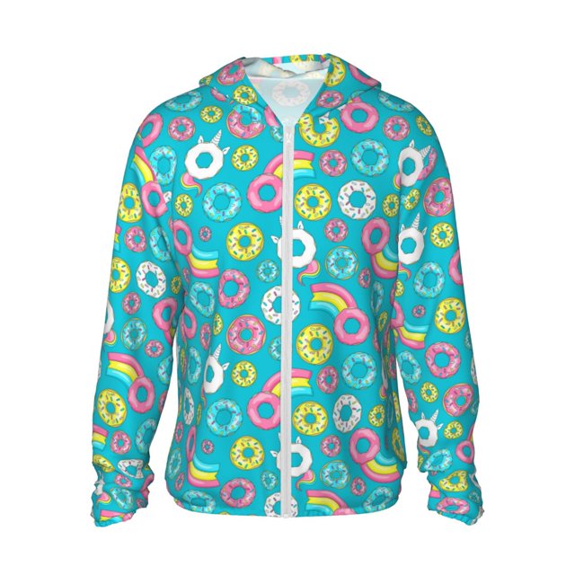 Fotbe Donut Chaqueta con Protección Solar UPF 50+ para Hombre y Mujer, Camisa con Capucha y Bolsillos-XX-Large