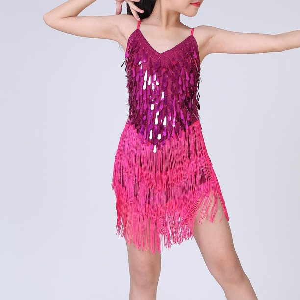 The Deal Latin Dance Dress Tassel Salsa Dancewear Sequin Fringe