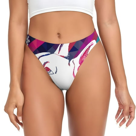 Qokaie Colorful Bulldog Printed Women s Cotton Thong Underwear  Sexy Breathable Panties G-string-X-Large