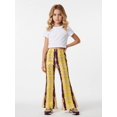 thumbnail image 2 of Girls Flared Printed Pants, Wide Leg Bell Bottom Trousers, Slim Fit Casual Pants for Kids Girls, Ages 4-13, Spring Summer Autumn, 2 of 6