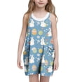 thumbnail image 2 of ATOGUTA Kids Dress Casual Summer Spaghetti Straps Easter Romper Dresses with Pockets for Kid Size 3T-10. Multicolor, 2 of 6