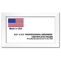 Professional Engineer License Certificate Wood Frame - 8.5 x 5.5 inches - White Wood