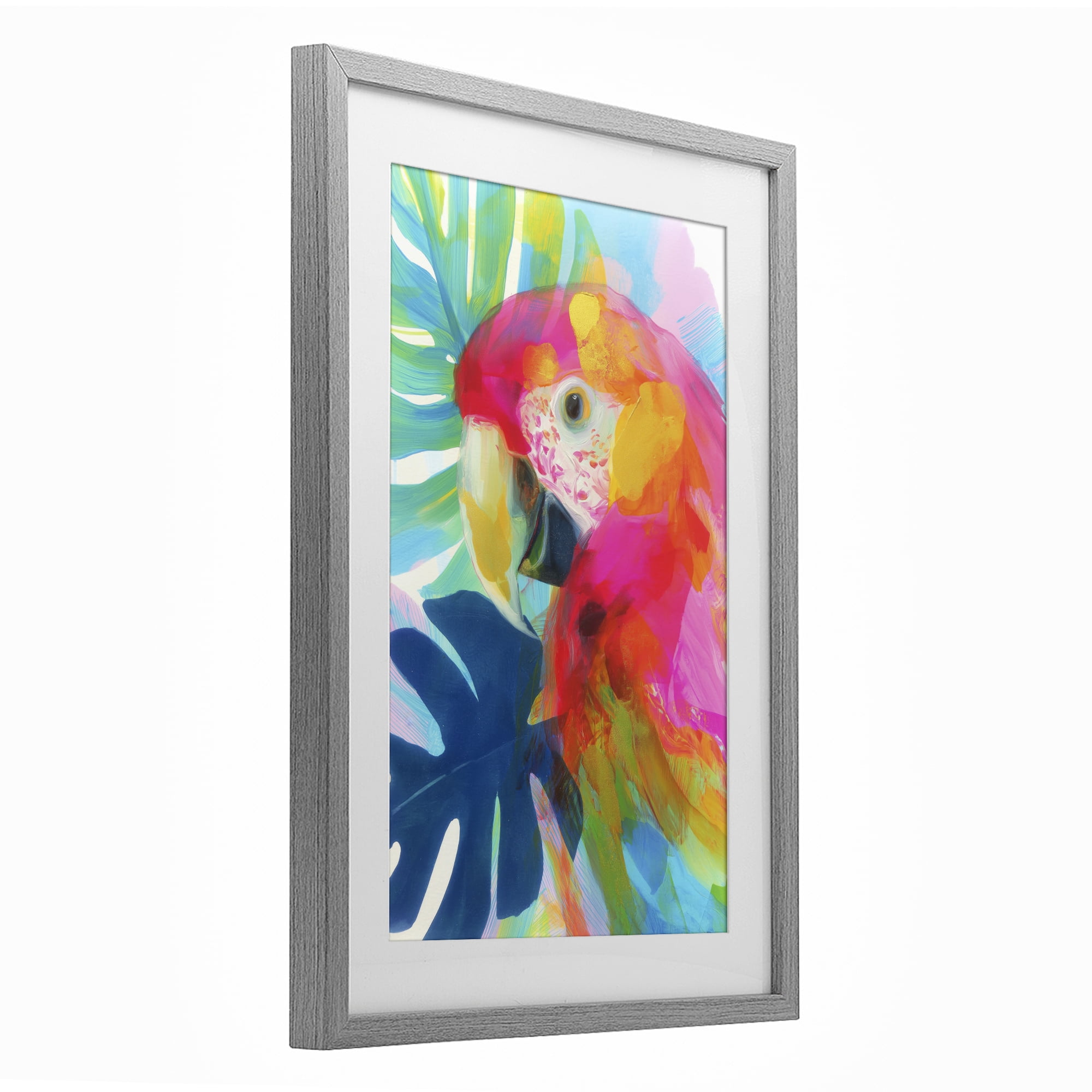 Stupell Industries Scarlet Macaw in Paradise Gray Framed Print Under Glass, design by Chromatic Storm Studio