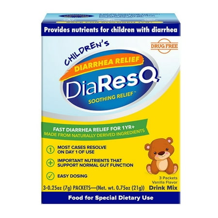 DiaresQ Childrens Diarrhea Relief Rapid Recovery Drink Mix, Vanilla, 3 Packets, 3