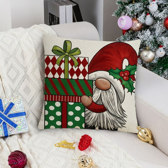 2PC Christmas Pillow Red Combo Gnome Happy Decoration Cushion Home Sofa Pillow Bedside Cushion