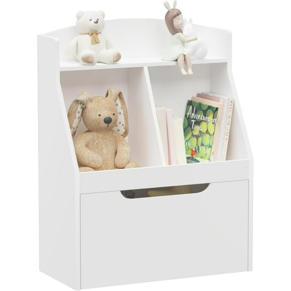 Kids Bookshelf, Kids Book Rack with Wheeled Drawers, Toy Storage Organizer Cabinet Bookcase for Kids Room, Nursery, Playroom, Bedroom