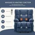 thumbnail image 4 of JONPONY Manual Recliner Chair with Heat Therapy and Massage Function, Heavy Duty Reclining Mechanism Massage Chair, Elderly Single Rocker Sofa with Cup Holders for Bedroom Home Theater,Blue, 4 of 13