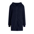 thumbnail image 3 of Women'S Long Sleeve Hooded Cardigan with Zipper Loose Plush Cardigan Jacket Women'S Plush Jacket Navy Blue M, 3 of 8