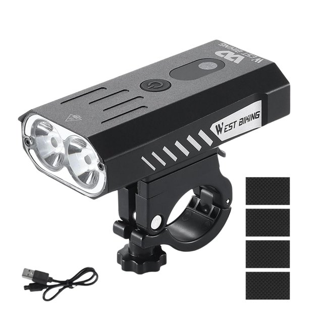 Linterna de faro de bicicleta multifuncional de luz automático Puerto USB de 800 Aleación de aluminio para ciclismo de Negro Sunnimix faro de bicicleta