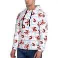 thumbnail image 3 of Kdxio Cartoon Lobsters Print Mens Casual Hooded Collar Drawstring Hoodies Pullover Sweatshirts Casual Long Sleeve Shirts-Large, 3 of 7