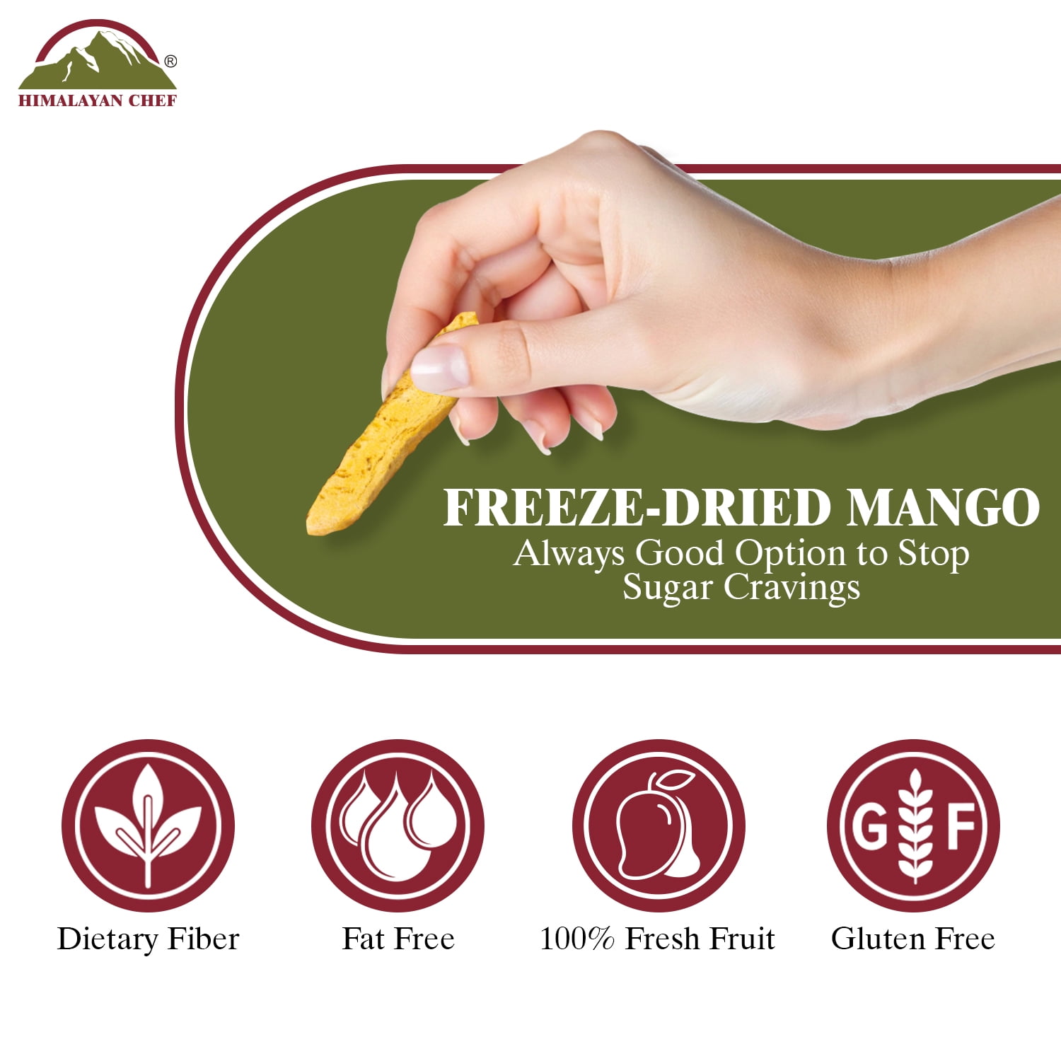 Himalayan Chef Freeze-Dried Fruit – 15g Freeze-Dried Mango, Pack of 10 Bags | Organic Fruit Snacks, Healthy Snacks for Kids & Adults | Baby Snacks, Gluten-Free Dried Fruit