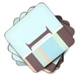 thumbnail image 2 of Letter I Initial Monogram - Blue Stripes Foam Coaster Set of 4, 2 of 3