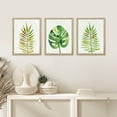 thumbnail image 3 of PixonSign Framed Canvas Print Wall Art Set - Green Yellow Tropical Jungle Palm Leaf Posters - Set of 3 Nature Wilderness Botanical Prints Boho Minimalist Wall Décor for Living Room - 12"x16" Natural, 3 of 5