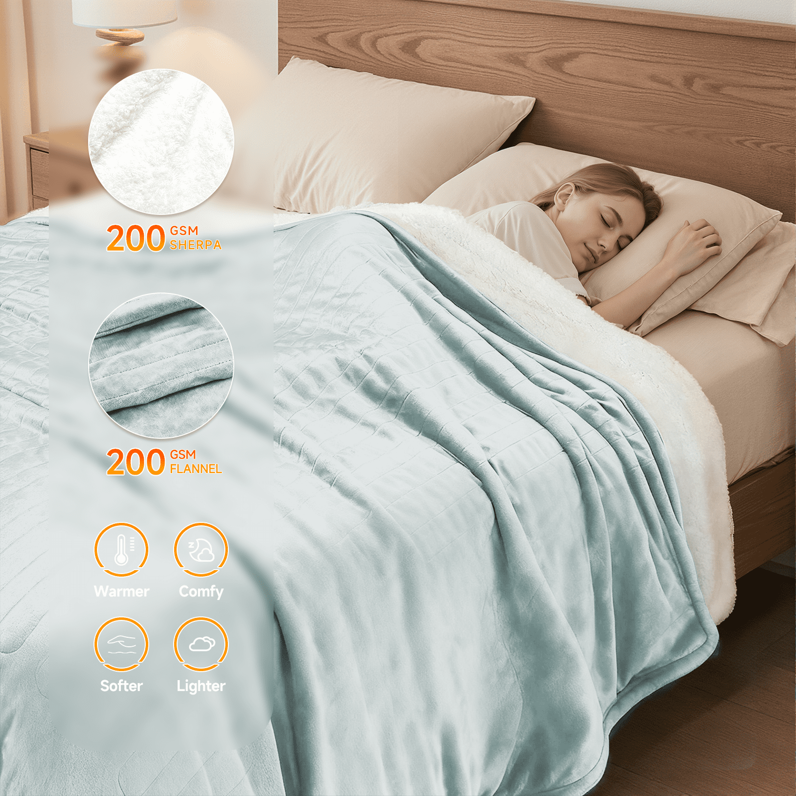 Heated Blanket Electric Throw Blanket 50"x60" Fast Heating Electric Blanket with 5 Heat Levels & 4 Hours Auto-off Overheat Protection Cozy Soft Flannel Heated Throw Blanket