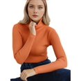 thumbnail image 2 of Suéteres Acanalados para Mujer, Lindos Suéteres de Punto de Cuello Alto, Ajustados y Cálidos Naranja un Tamaño, 2 of 9