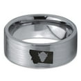 thumbnail image 2 of Tungsten Montana The Treasure State Bison Band Ring 8mm Men Women Comfort Fit Gray Flat Cut Brushed Polished, 2 of 4