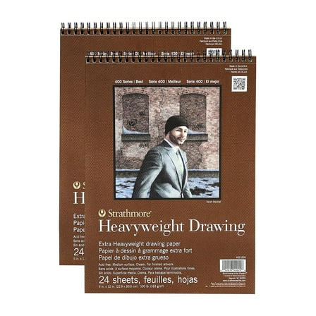 Strathmore 400 Series Heavyweight Drawing Paper 9 in. x 12 in. Pad of 24 Sheets 2/Pack