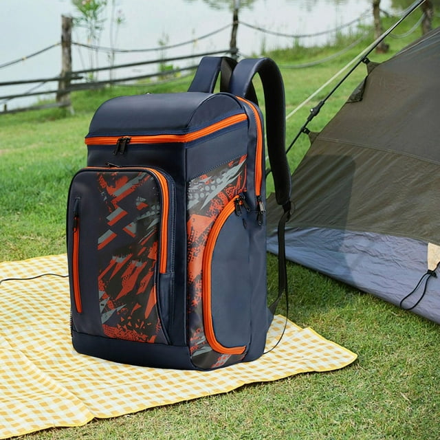DYNWAVECA Tennis Backpack Multifunction Pickleball Backpack Rucksack Tennis Bag with Shoe Compartment Badminton Bag for Outdoor Sports Blue Orange
