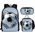 thumbnail image 1 of 3Pcs Creative Football Print School Bag Set for Teenager Boys Girls Student Daily Casual Campus Backpack Lunch Bag Pencil Bag, 1 of 4