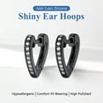 thumbnail image 2 of Silvora Shiny Sterling Silver Heart Earrings with Cubic Zirconia Black Women Sleeping Hoop Earrings for Teen Hypoallergenic Ear Jewelry, 2 of 8
