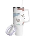 thumbnail image 2 of SKYSONIC Insulated Tumblers with Lids and Straws Handles 40oz Water Bottle Cartoon Dinosaur White Travel Mug Reusable Stainless Steel Thermos Vacuum, 2 of 7
