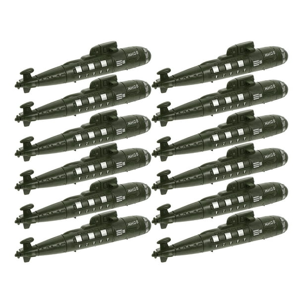 12 submarinos de juguete, modelos militares simulados, para mesa de arena o decoración de jardines.
