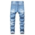 thumbnail image 2 of SWSMCLT Men's Denim Patchwork Autumn Chic Denim Pant Slim Fit Jeans Stretch Trousers Style 42, 2 of 4