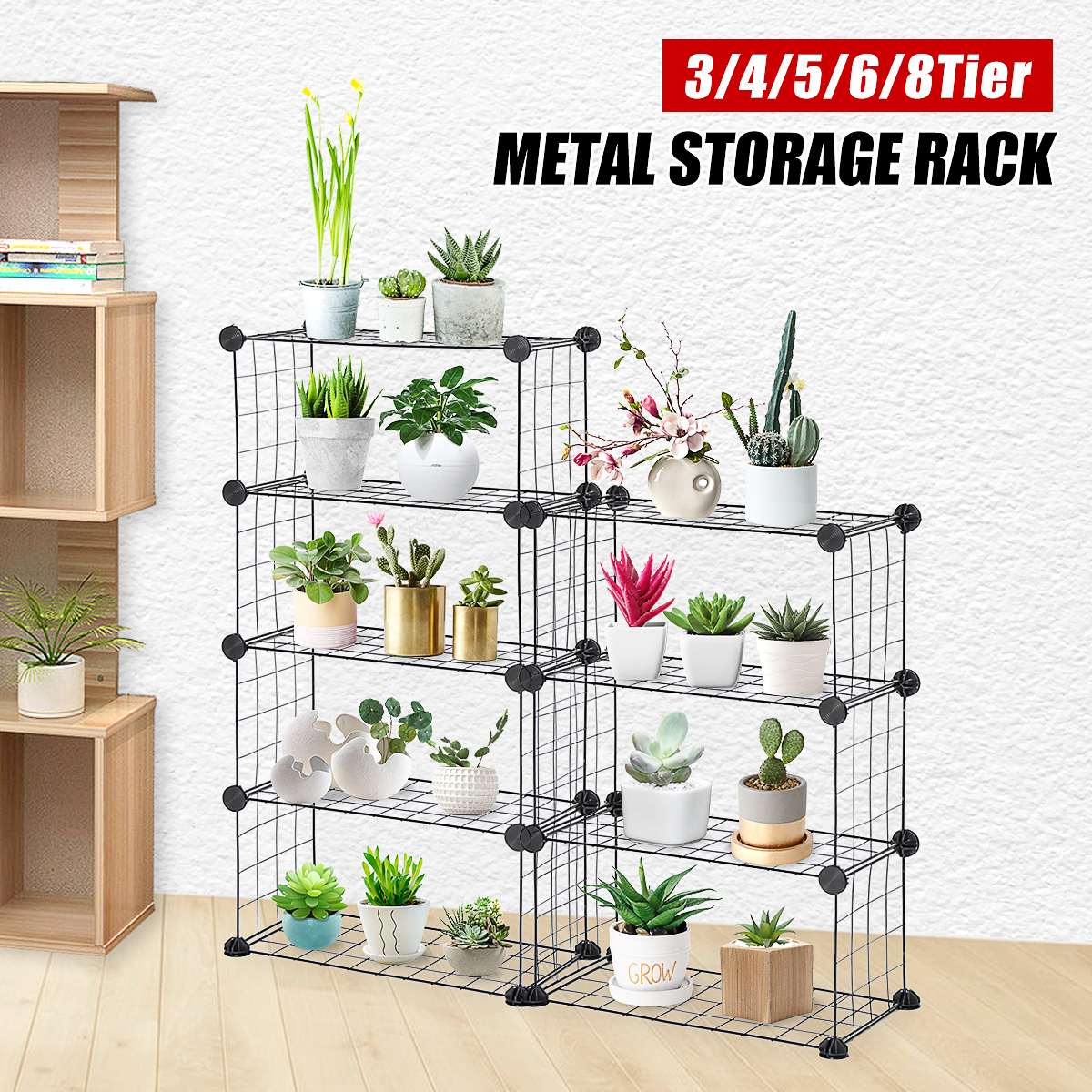 Diy Metal Wire Storage Shelving Organizer Stackable Storage Bins Modular Bookcase Diy Closet Cabinet Shelf Black Modular Wire Storage Cubbies Shoe Rack Holder Walmart Com Walmart Com