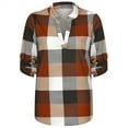 thumbnail image 6 of LISTHA Plaid Shirt Womens Fashion V Neck Cotton Cuffed Tops Dressy Long Sleeve Blouses Casual Work Tops Saffron 2L, 6 of 6