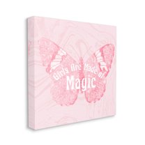 Stupell Industries Girls Are Made of Magic Pink Patterned Butterfly Animals & Insects Painting Gallery Wrapped Canvas Print Wall Art, 30 x 30