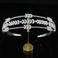 thumbnail image 2 of Tiaras y coronas de circonita cúbica completa para mujer, diadema, tocado de boda, accesorios para el cabello, plata, 2 of 6
