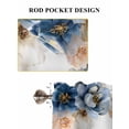 thumbnail image 6 of Vintage Blue Floral Bathroom Window Curtain, Farmhouse Watercolor Flower Butterflies Light Filtering Coffee Kitchen Curtains, Bedroom Living Room Curtains 2 Panel 84"x45", 6 of 6