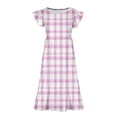 thumbnail image 3 of Zpanxa Robes Florales pour Filles Été Manches Courtes Manches Volantées Col Rond Imprimé de Fleurs Taille Poche Robe Superposée Polyester Spandex Rose 8-9 Ans, 3 of 5