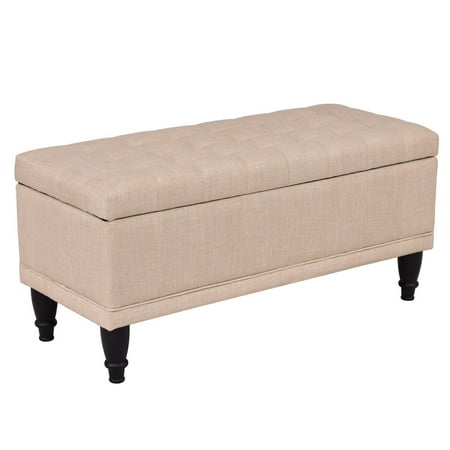 Gymax Beige Ottoman Bench Storage Chest Seat Chairtufted Lift Top W Wood Legs Gymax Beige Ottoman Bench Storage Chest Seat Chairtufted Lift Top W Wood Legs