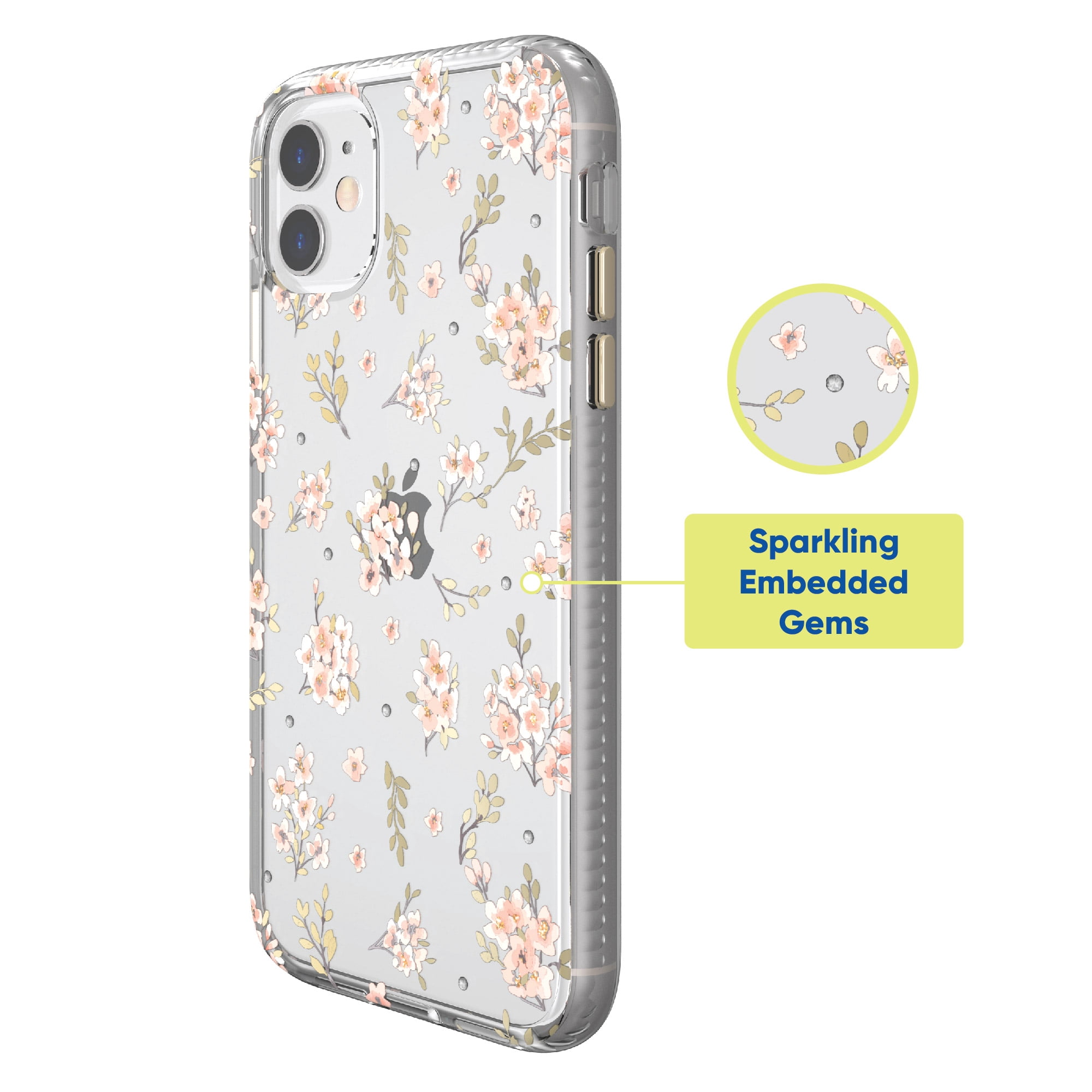 onn. Pink Floral with Gems Phone Case for iPhone 11 / iPhone XR