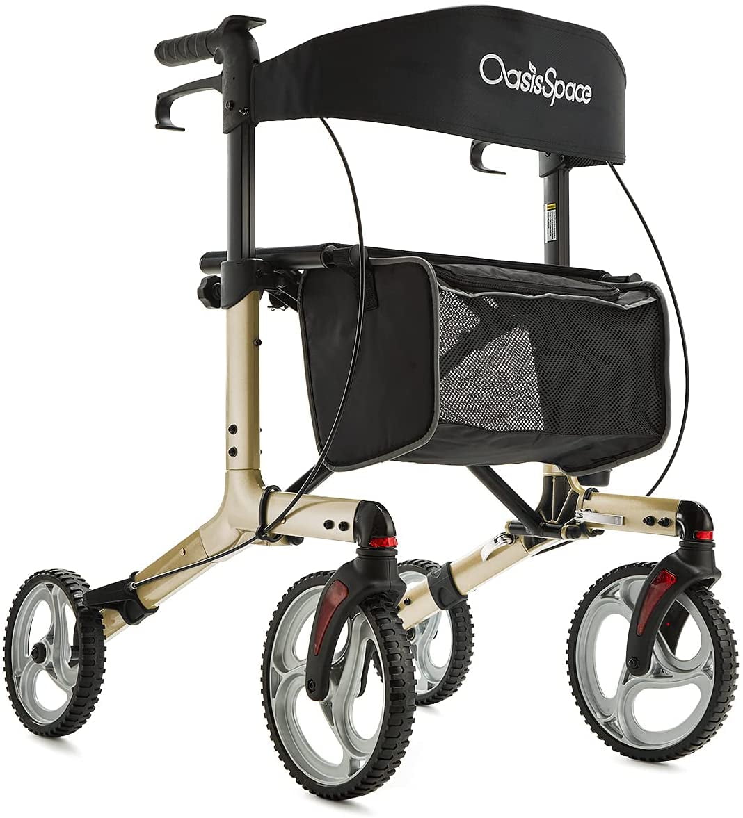 OasisSpace Aluminum Rollator Walker, with 10'' Wheels and Seat Compact