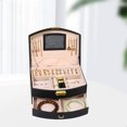 thumbnail image 3 of Travel Jewelry Organizer Box - Lockable PU Leather Case with Curved Design & Carry Handle (20x15cm), 3 of 6