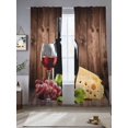 thumbnail image 2 of Vintage Farmhouse Sheer Curtains for Living Room Bedroom, Wine Cheese Grapes Brown Wood Grain Light Filtering Sheer Curtains, Rod Pocket Voile Window Drapes, 2 Panels Set 52"x 96", 2 of 7