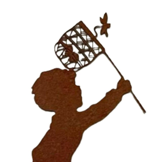 Statues de Jardin Silhouette en Fer pour Enfants Garçon