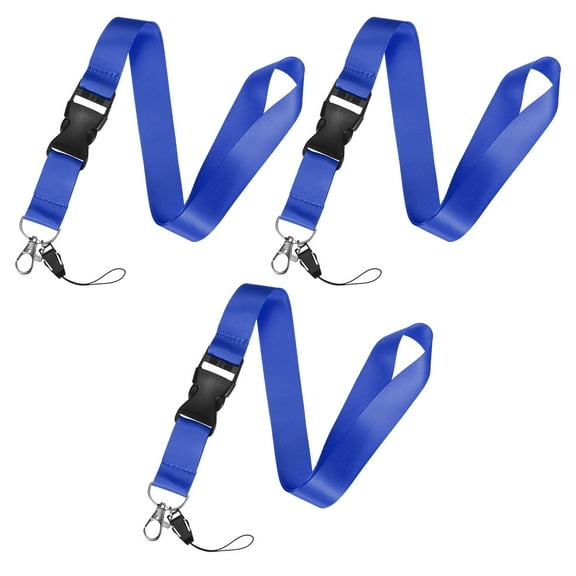 Uxcell 3-Pack Lanyards for Keys, Blue 1" Wide Keychain Long ID Badges Neck Lanyard Strap with Quick Release Buckle ID Holder Folder