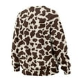 thumbnail image 5 of SCRAWLGOD Brown Cow Print Women Sweatshirt Long Sleeve Crew Neck Sweatshirts for Women Trendy Comfy Casual Clothes Oversized Pullover Tops with Pockets, L, 5 of 7