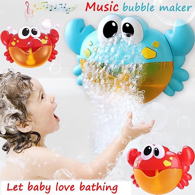Máquina de burbujas Ghojet para niños pequeños, máquina de burbujas automática con forma de cangrejo rojo para fiestas, con música para interiores y exteriores (12 canciones incorporadas)