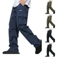 thumbnail image 1 of Styesk Men's Pants Men's Solid Color Drawstring Elastic Waistband Multi Pocket Workwear Pants, 1 of 6
