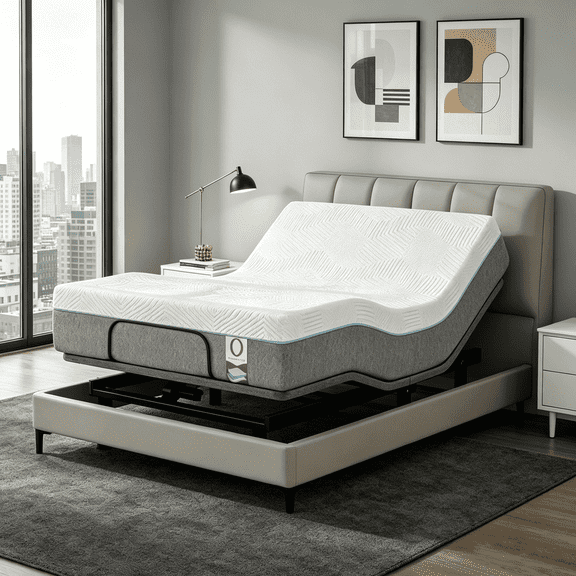 Full Adjustable Bed Frame with 12" Gel Memory Foam Mattress – Electric Base with Massage, Wireless Remote, Head & Foot Incline, Zero Gravity, USB Ports, Under-Bed LED Light