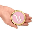thumbnail image 3 of Koyal Wholesale Gold Compact Mirror Bridesmaid's Wedding Gift, Blush Pink Faux Gold Glitter, Monogram Letter U, 1-Pack, 3 of 5
