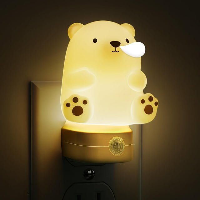 Luz nocturna LED 3D con forma de oso L LOHAS para niños, RGB, color blanco suave