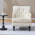 thumbnail image 3 of Tufted Club Chair, Accent Armchair with Button Upholstery, Studded Detail and Rubber Wood Legs, Mid-Century Modern Lounge Chair in Corduroy Fabric for Living Room and Bedroom, Beige, 3 of 5